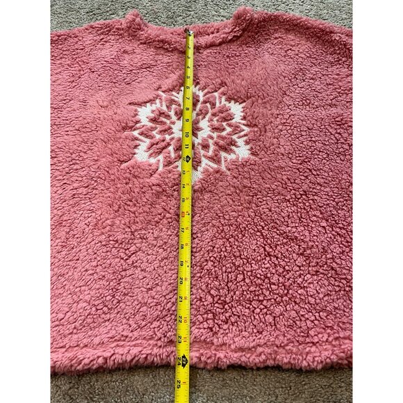 Time & Tru Pink Fuzzy Sherpa Pullover With Snowflake Size 2XL (20) Cozy Winter - Picture 4 of 8